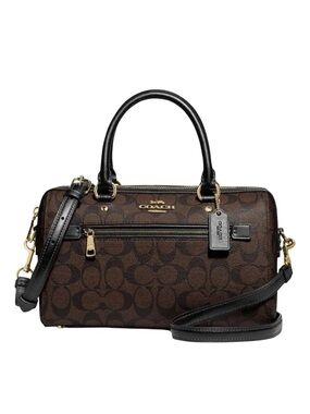 COACH Rowan Satchel Signature coated canvas pebbled leather with gold hardware